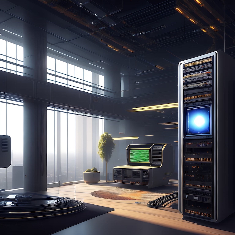 AI Generated Futuristic Home Computer